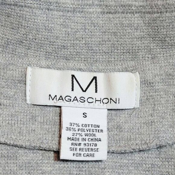 Magaschoni Gray Cotton Wool Cardigan Sweater Pockets Office Fall Layering Size S - Picture 9 of 10